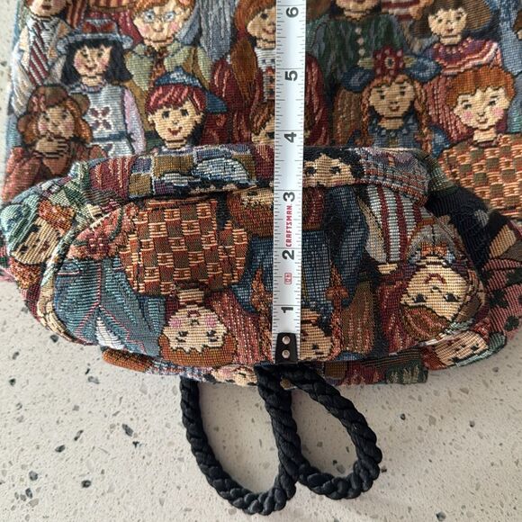 Vintage Children All Around the World Tapestry Drawstring Backpack Handmade Bag - Picture 8 of 12